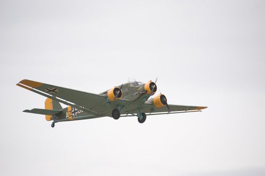 CERNY LA FERTE ALAIS, FRANCE - JUNE 12: Junkers 52 at Aerial Meeting "The propeller era" in Cerny La Ferté Alais, France on June 12, 2011