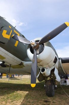 CERNY LA FERTE ALAIS, FRANCE - JUNE 12: Douglas DC3 at Aerial Meeting "The propeller era" in Cerny La Ferté Alais, France on June 12, 2011