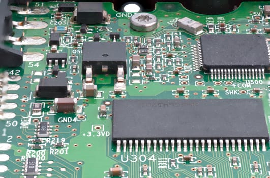 Close uo of dusty circuit board