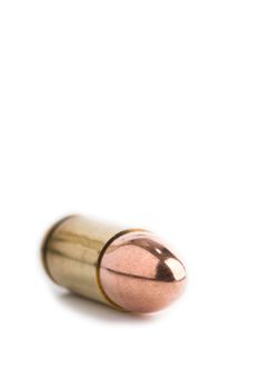 9 mm pistol cartridge on white