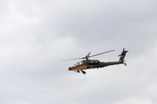 EDE, THE NETHERLANDS - SEPTEMBER 18: AH-64 Apache at Jan Hilgers Memorial / Airborne drop Arnhem 1944 Memorial in Ede, The Netherlands on September 18, 2010