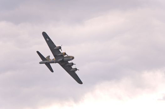 EDE, THE NETHERLANDS - SEPTEMBER 18: B17 Bomber at the Jan Hilgers Memorial / Airborne drop Arnhem 1944 Memorial in Ede, The Netherlands on September 18, 2010