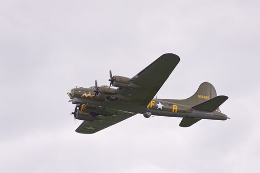 EDE, THE NETHERLANDS - SEPTEMBER 18: B17 Bomber at the Jan Hilgers Memorial / Airborne drop Arnhem 1944 Memorial in Ede, The Netherlands on September 18, 2010