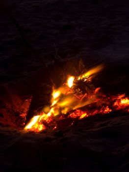 Beach Campfire at Evening on the Beach