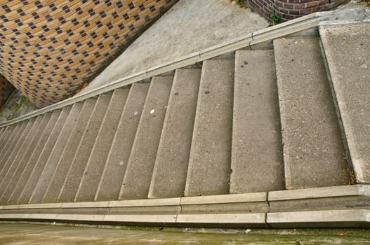 Concrete steps wich bicycle rail