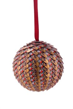 Home made multi colored pine cone style christmas ball