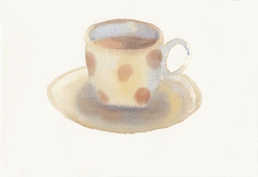 hand painted watercolor of teacup and saucer