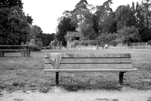 Black and white Park bench