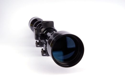 Rifle scope on white