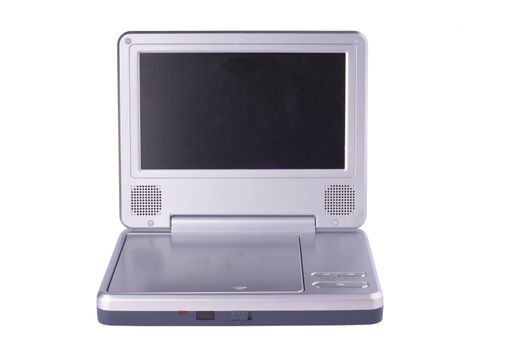 Silver and black portable DVD player