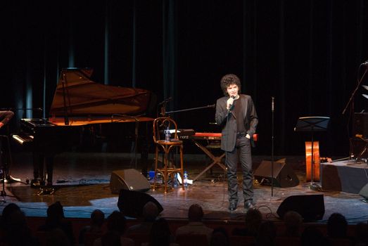 Lelystad, The Netherlands - March 28: Gino Vannelli and Bert van den Brink live on stage at the Seabottom Jazz Festival in Lelystad The Netherlands on March 28, 2009