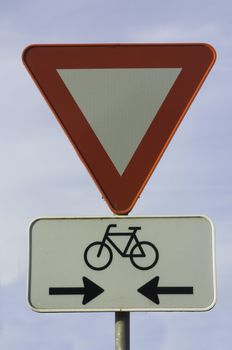 Dutch traffic sign, bicycle priority