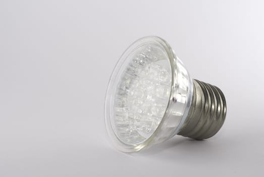 LED light bulb on white surface