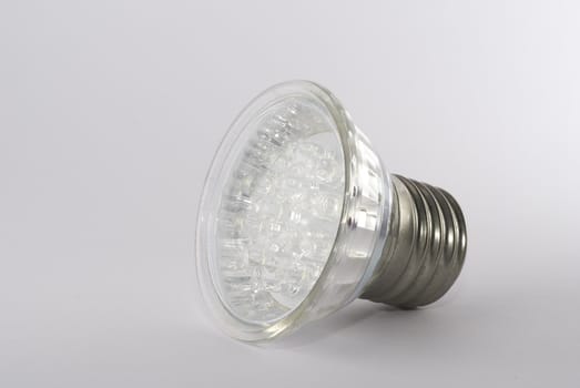 LED light bulb on white surface