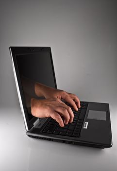 Photo of the laptop with 3D the image
