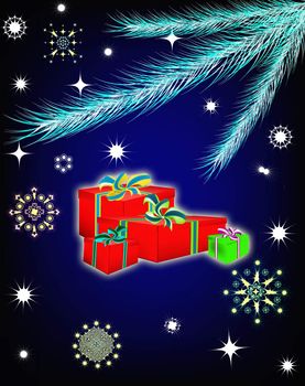 New Year's and Christmas abstract decorative elements. Card