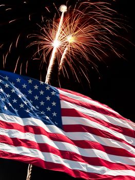 The American Flag and Fireworks from Independence Day