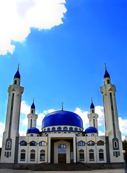 Summer landscape with Islam temple of South Russia