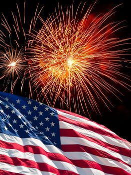 The American Flag and Fireworks from Independence Day