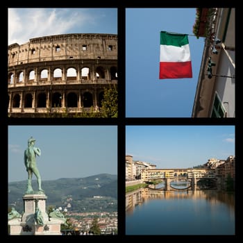 Collage of four traditional Italian scenes