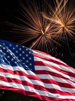 The American Flag and Fireworks from Independence Day