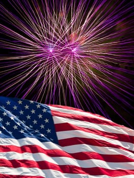 The American Flag and Purple Fireworks from Independence Day