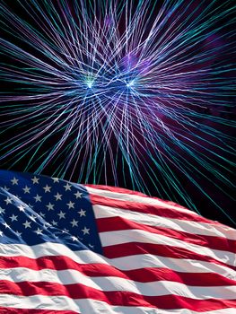 The American Flag and Blue Fireworks from Independence Day