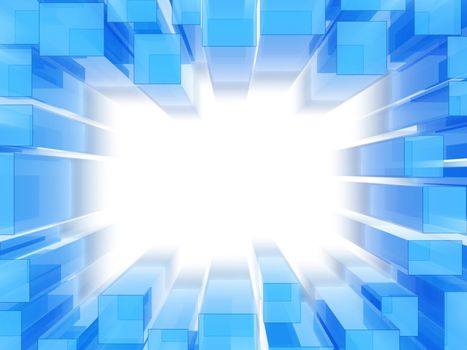abstract 3d box blue frame with white space