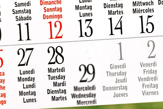 details of calendar of leap year, February 2012