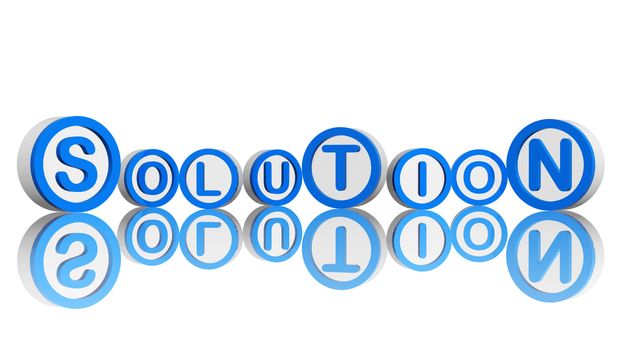 3d blue white circles with text solutiuon