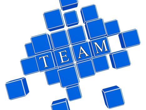 3d blue cubes with white text teamwork