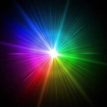 Abstract colorful lens flare light over blue background