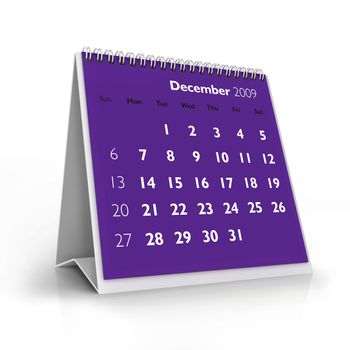 3D desktop calendar, December 2009