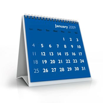 
3D desktop calendar, January 2009