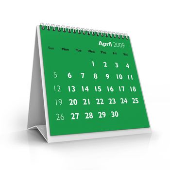 3D desktop calendar, April 2009