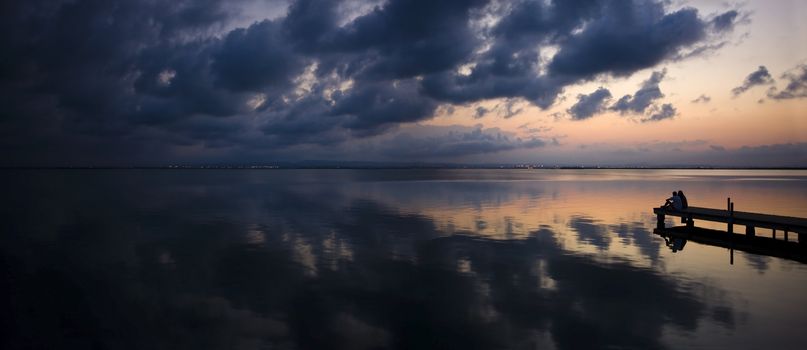 Sunset in the lake of Valencia