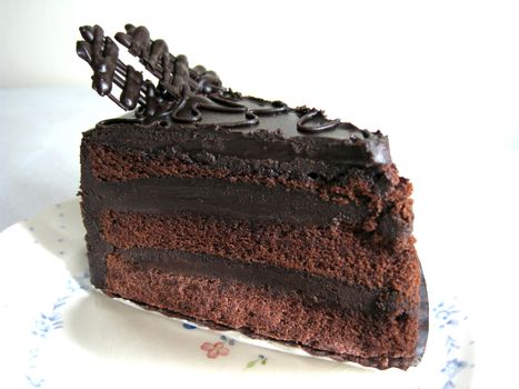 a slide of chocolate cake 