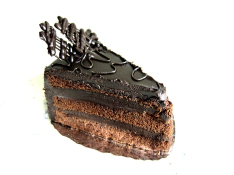 a slide of chocolate cake 