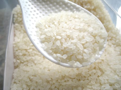 close up for a spoon of rice