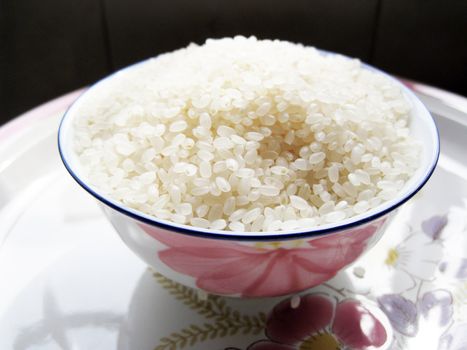 close up for a bowl of rice