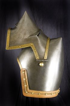 Iron helmet of the medieval knight. Very heavy headdress