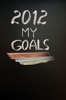 2012 New year goals written on a blackboard