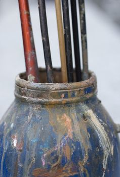 Photo of paintbrushes inside a cup