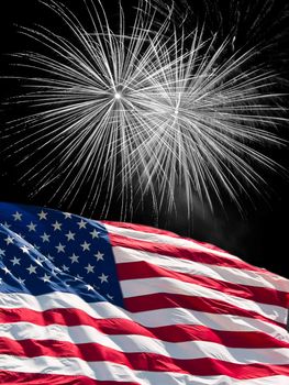 The American Flag and White Fireworks from Independence Day