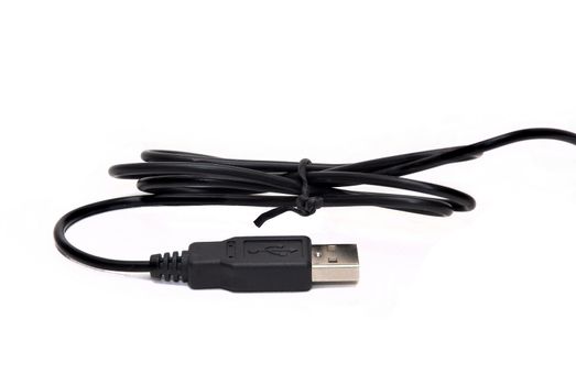 Black USB cable isolated on a white background