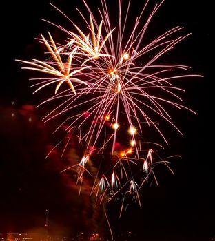 Fireworks Against the Night Sky of a Cityscape