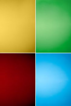 Yellow, green, red and blue colorfull walls with shadow. Background collection