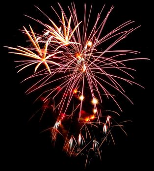 Colorful Fireworks Isolated on a Black Background