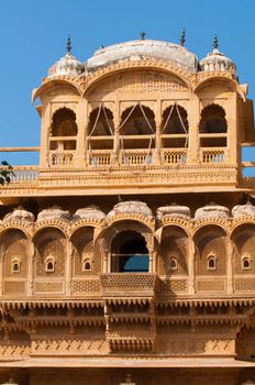 The beautiful  Haveli palace made of golden limestone in Jaisalmer