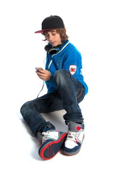 a teenage boy with an mp3-player